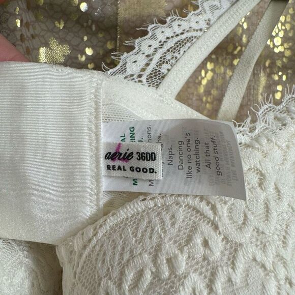 Aerie Real Good White Lace Lightly Lined Balconette Bra 36DD NWT - Picture 5 of 7